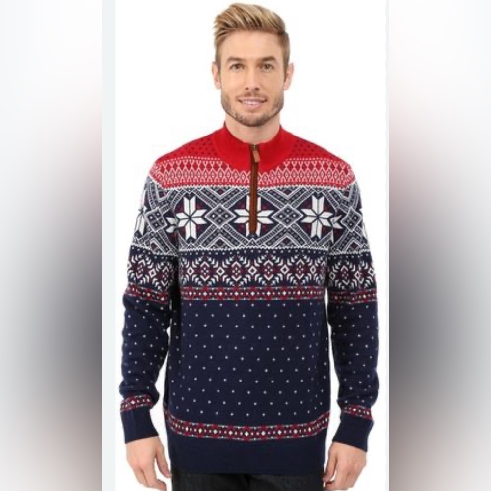 Vineyard Vines Red and Blue Patterned Zip-Up Sweater, Sz M